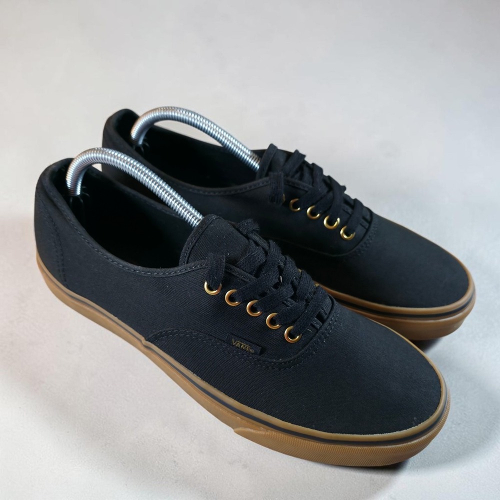 Vans Black Gold Canvas Skating Shoes Sneakers 721356 Gum Mens Size 11